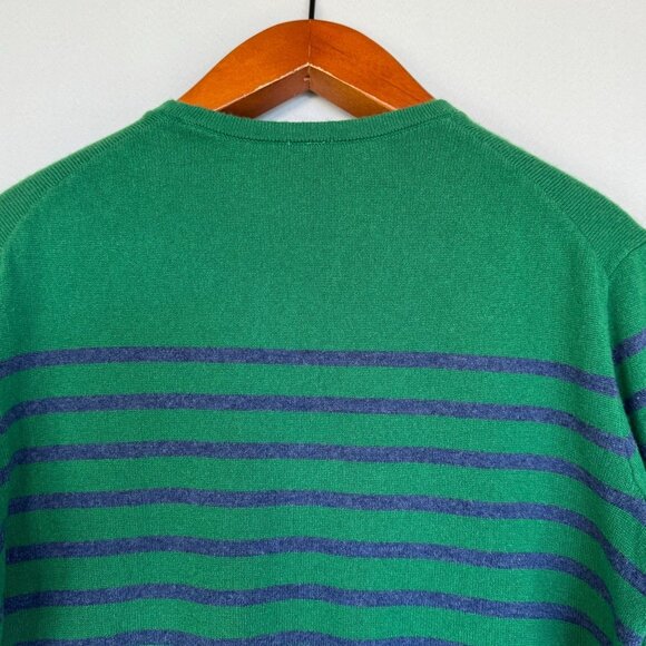 C.T. Plage 100% Cashmere Kelly Green Navy Blue Strip Crew Neck Sweater Size S - Picture 6 of 12